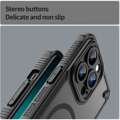 Stoßfeste, MagSafe-kompatible Handyhülle mit halbtransparenter Rückseite für iPhone 13 Pro Max