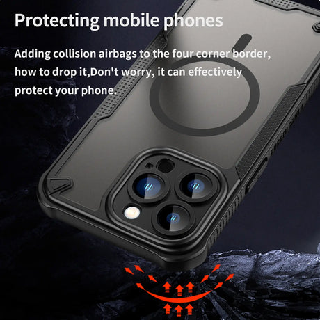 Stoßfeste, MagSafe-kompatible Handyhülle mit halbtransparenter Rückseite für iPhone 13 Pro