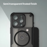 Stoßfeste, MagSafe-kompatible Handyhülle mit halbtransparenter Rückseite für iPhone 15 Pro Max