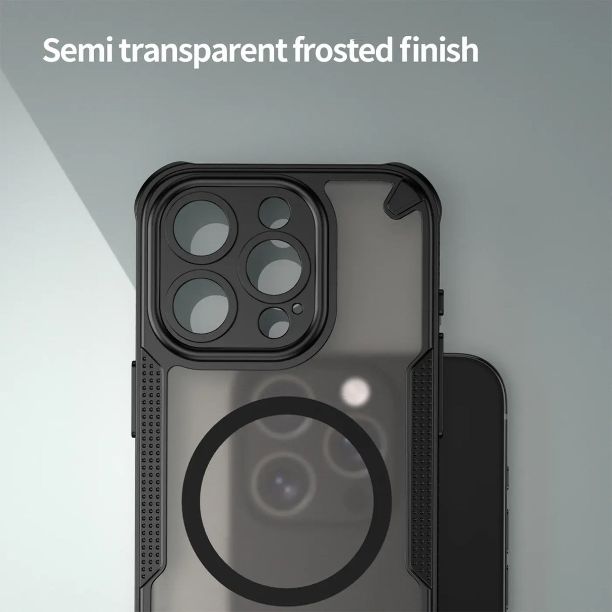 Stoßfeste, MagSafe-kompatible Handyhülle mit halbtransparenter Rückseite für iPhone 15 Pro