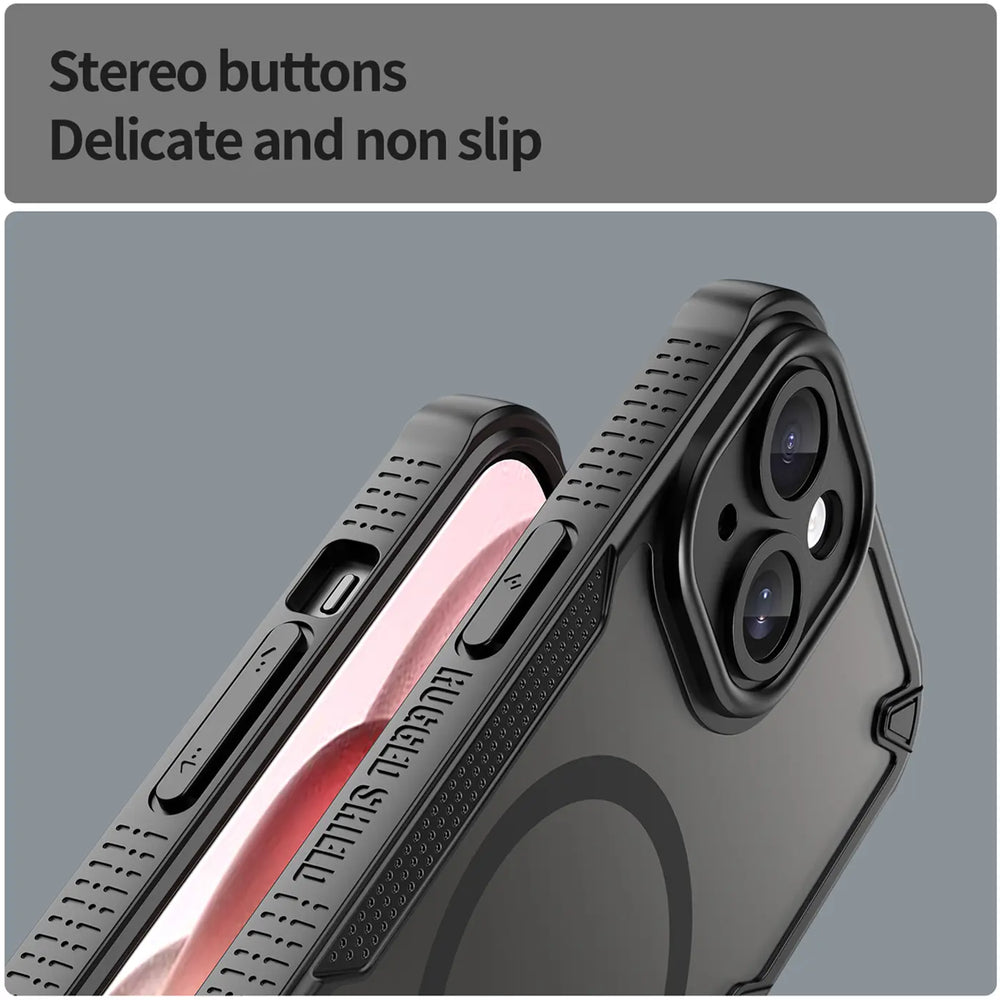 Stoßfeste, MagSafe-kompatible Handyhülle mit halbtransparenter Rückseite für iPhone 15