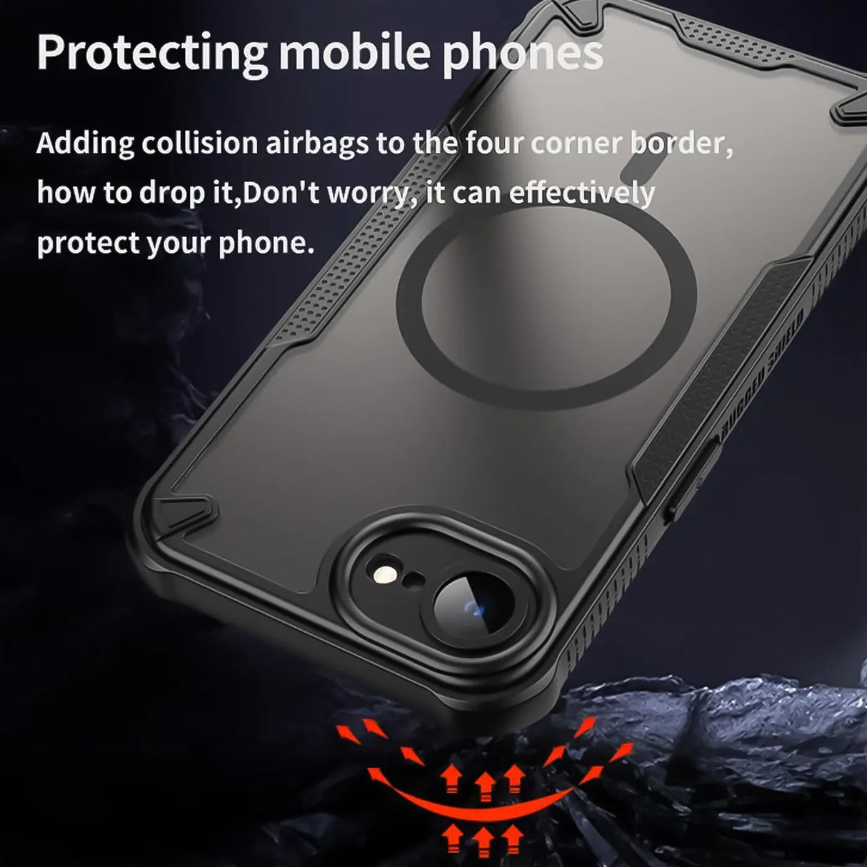 Stoßfeste, MagSafe-kompatible Handyhülle mit halbtransparenter Rückseite für iPhone 16e