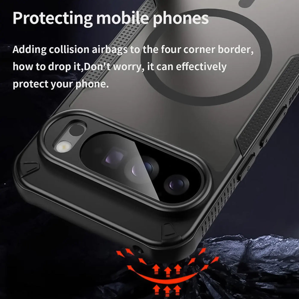 Stoßfeste, MagSafe-kompatible Handyhülle mit halbtransparenter Rückseite für Google Pixel 10 Pro XL