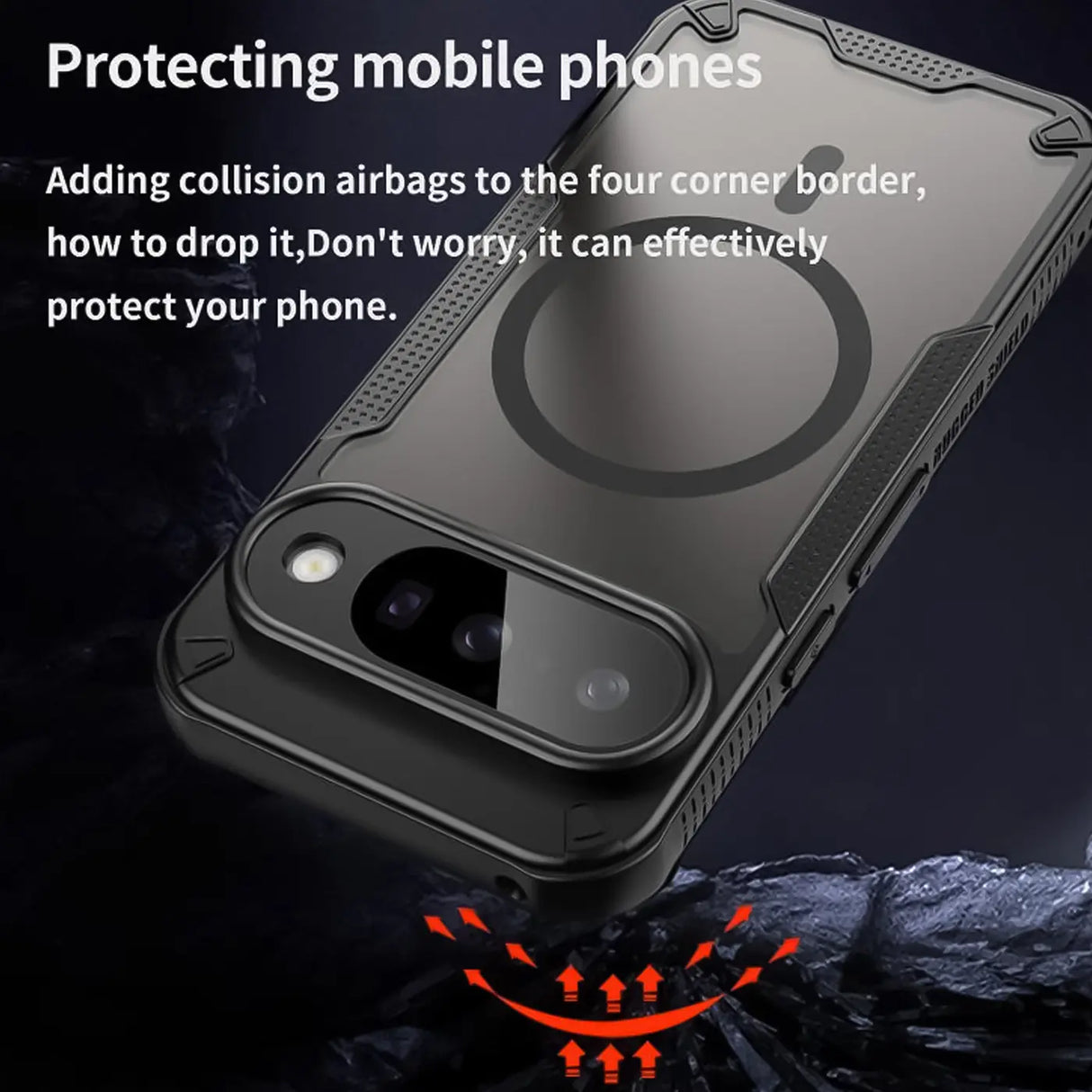 Stoßfeste, MagSafe-kompatible Handyhülle mit halbtransparenter Rückseite für Google Pixel 10