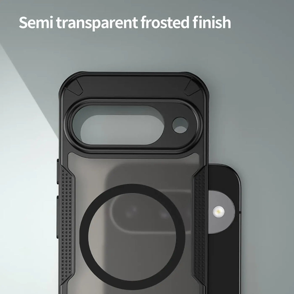 Stoßfeste, MagSafe-kompatible Handyhülle mit halbtransparenter Rückseite für Google Pixel 10