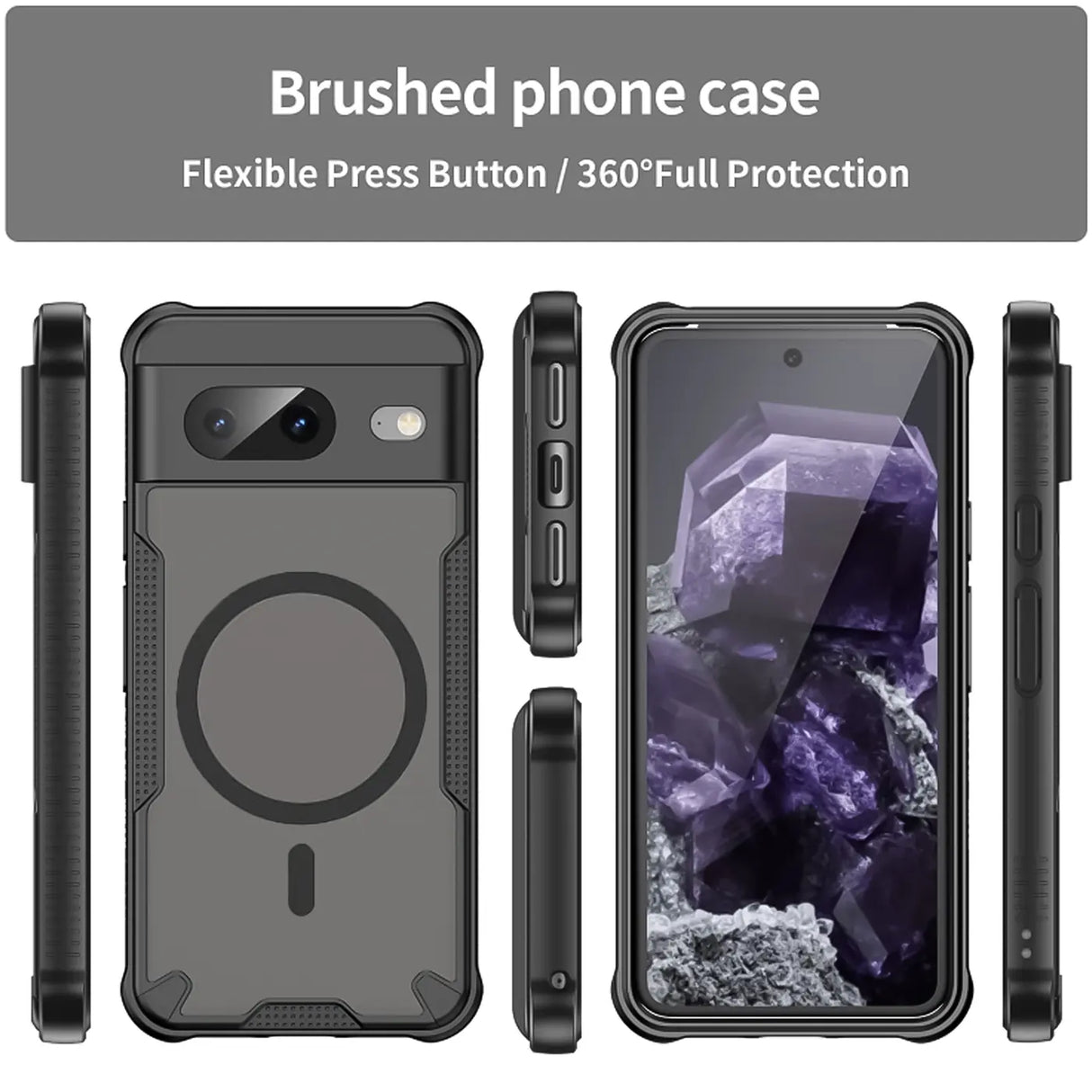 Stoßfeste, MagSafe-kompatible Handyhülle mit halbtransparenter Rückseite für Google Pixel 8