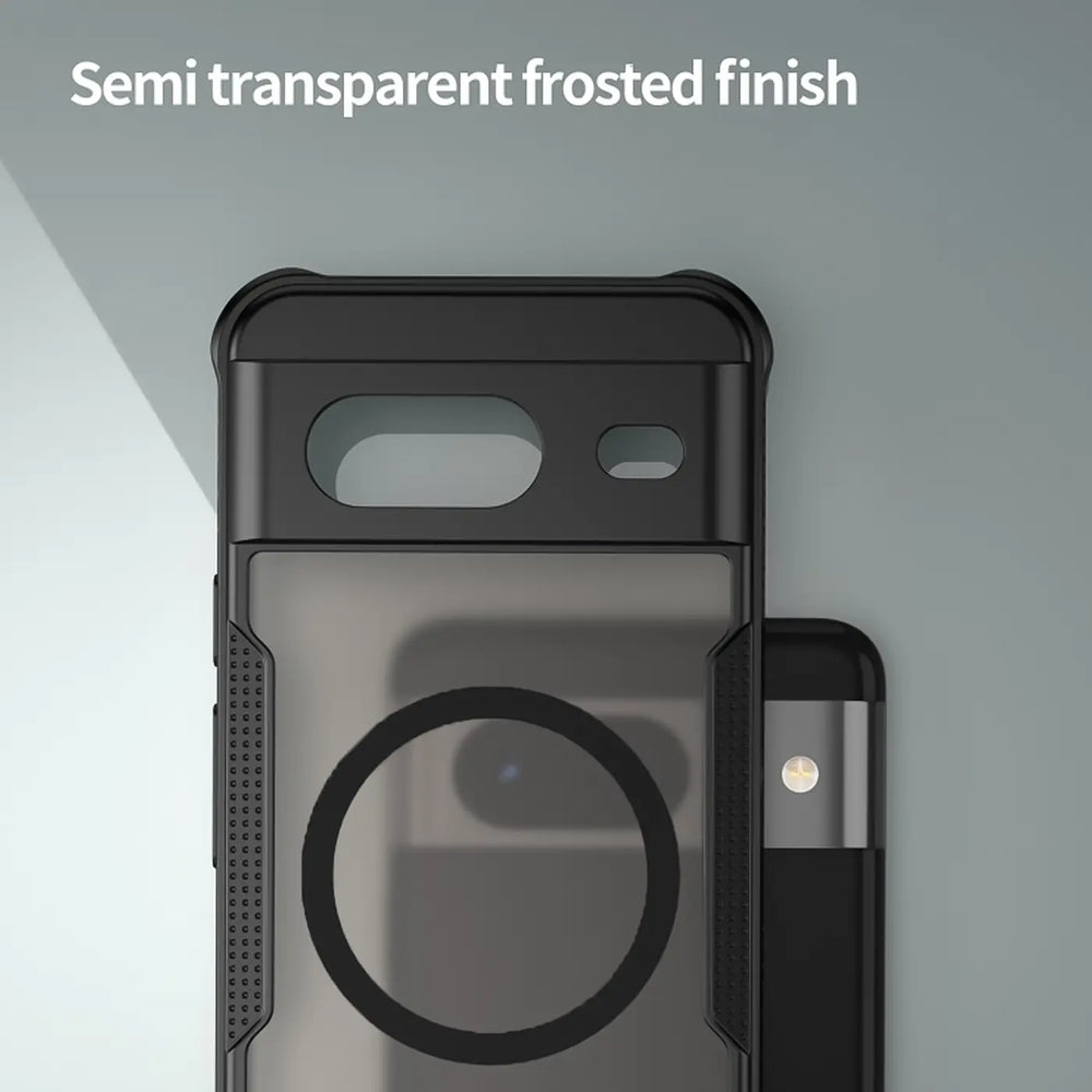 Stoßfeste, MagSafe-kompatible Handyhülle mit halbtransparenter Rückseite für Google Pixel 8