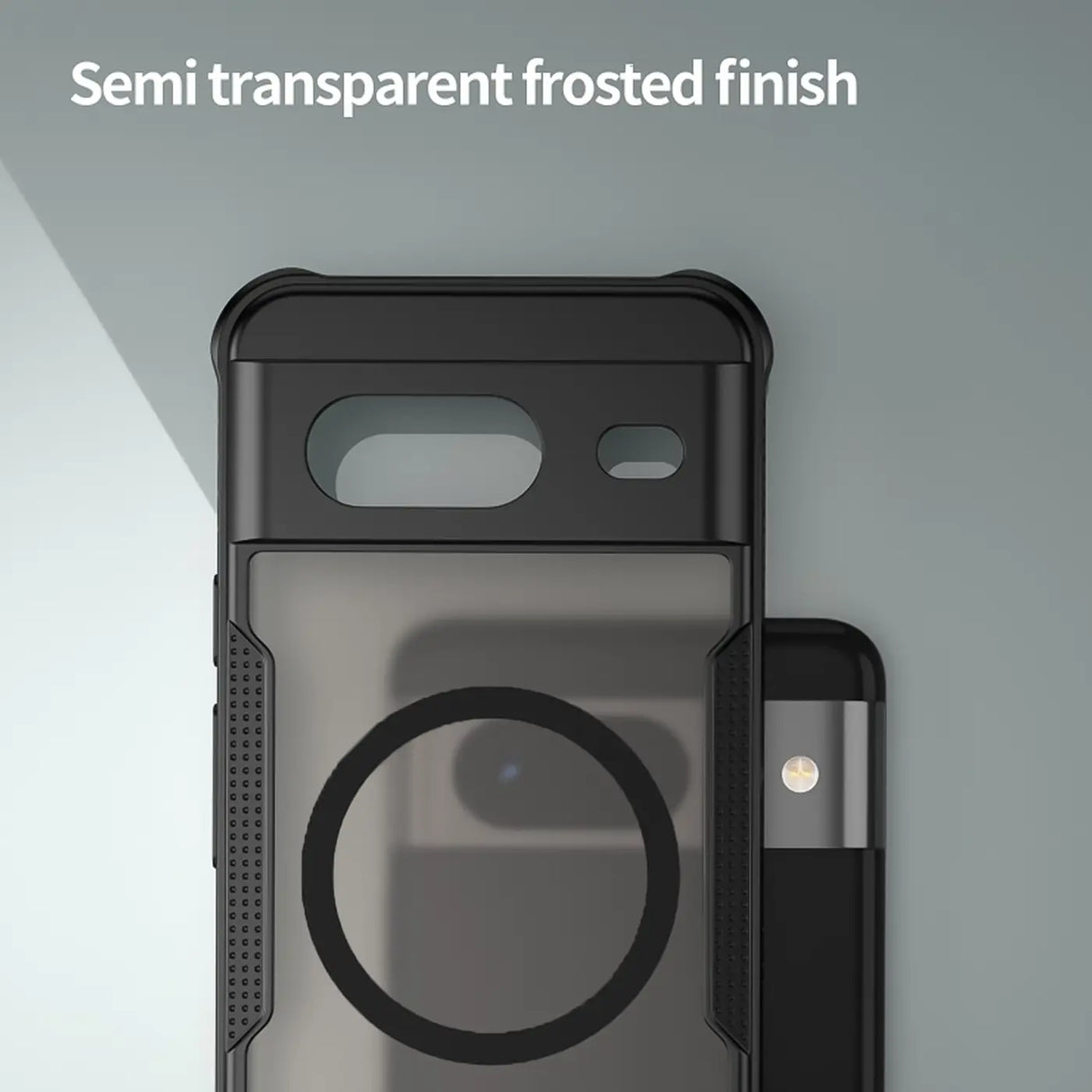Stoßfeste, MagSafe-kompatible Handyhülle mit halbtransparenter Rückseite für Google Pixel 8