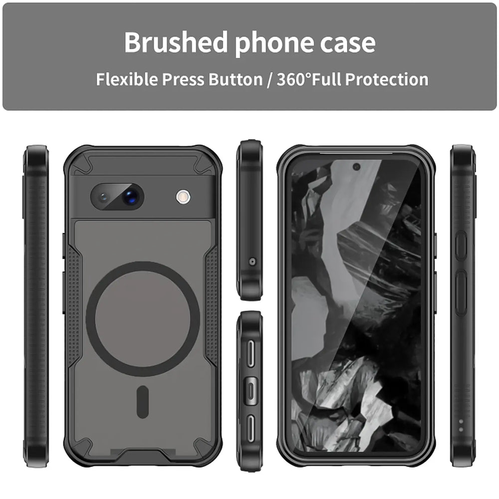 Stoßfeste, MagSafe-kompatible Handyhülle mit halbtransparenter Rückseite für Google Pixel 8a