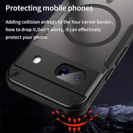 Stoßfeste, MagSafe-kompatible Handyhülle mit halbtransparenter Rückseite für Google Pixel 8a