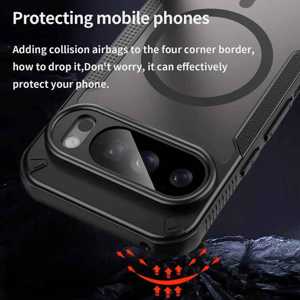 Stoßfeste, MagSafe-kompatible Handyhülle mit halbtransparenter Rückseite für Google Pixel 9 Pro XL