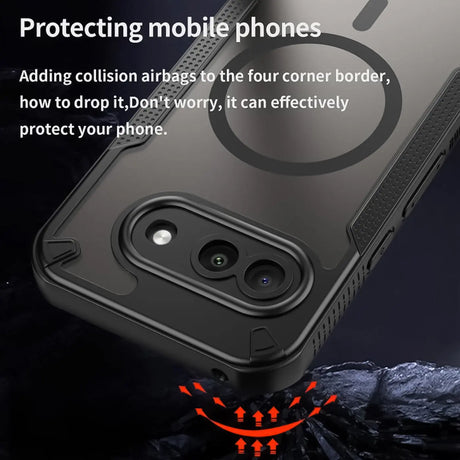 Stoßfeste, MagSafe-kompatible Handyhülle mit halbtransparenter Rückseite für Google Pixel 9a