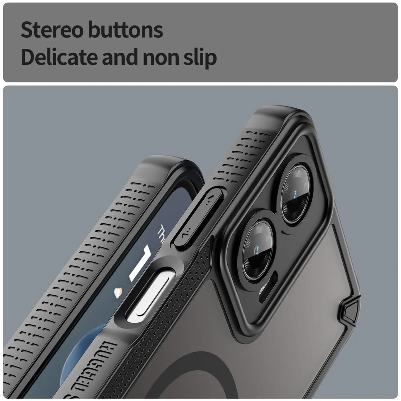 Schwarzes, stoßfestes Handyhülle aus Kunststoff, Nahaufnahme, Motorola Moto G35 5G.
