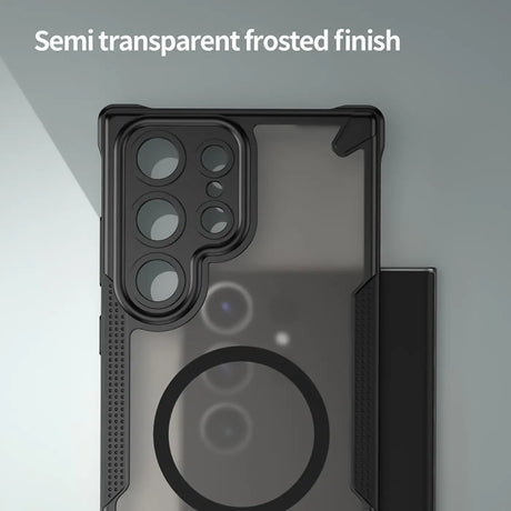 Stoßfeste, MagSafe-kompatible Handyhülle mit halbtransparenter Rückseite für Samsung Galaxy S22 Ultra