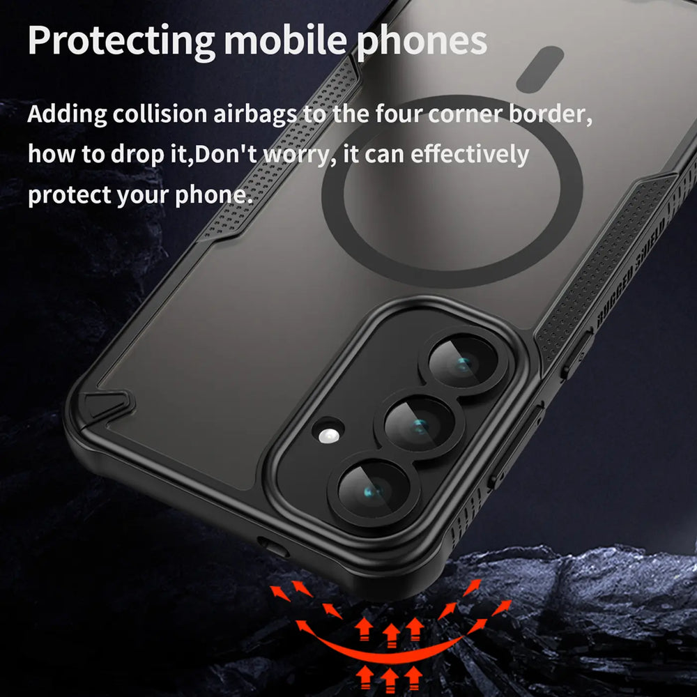 Stoßfeste, MagSafe-kompatible Handyhülle mit halbtransparenter Rückseite für Samsung Galaxy S23