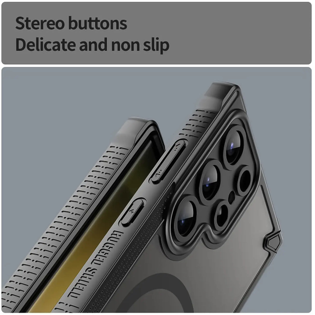 Stoßfeste, MagSafe-kompatible Handyhülle mit halbtransparenter Rückseite für Samsung Galaxy S23 Ultra