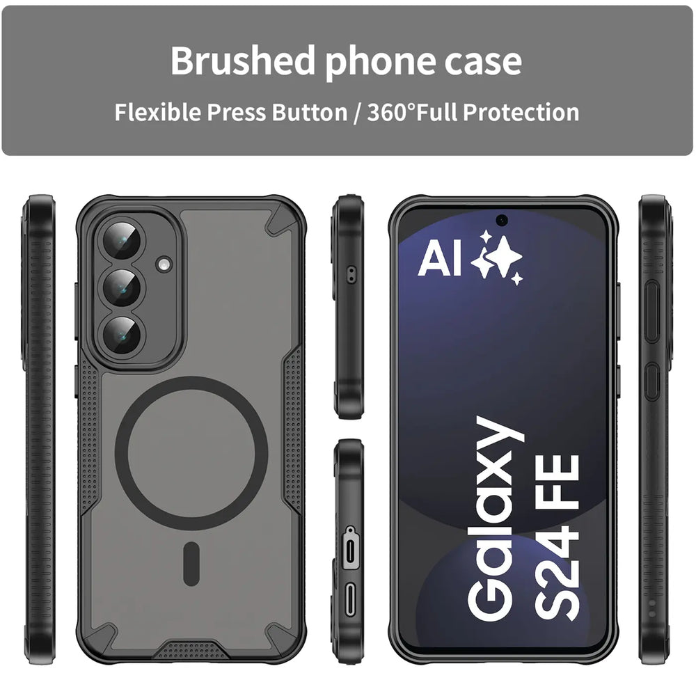 Stoßfeste, MagSafe-kompatible Handyhülle mit halbtransparenter Rückseite für Samsung Galaxy S24 FE