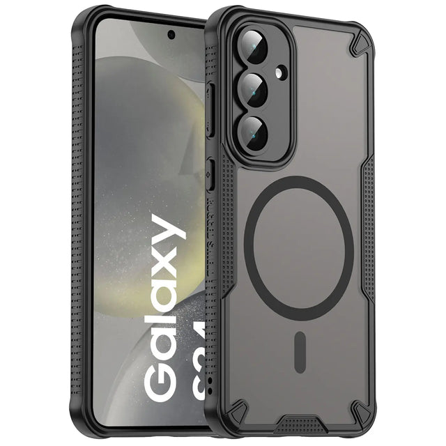 Stoßfeste, MagSafe-kompatible Handyhülle mit halbtransparenter Rückseite für Samsung Galaxy S24