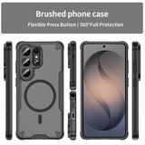 Dunkelgraues Handyhülle, Kunststoff, Vorder- und Seitenansicht, Samsung S26 Ultra.