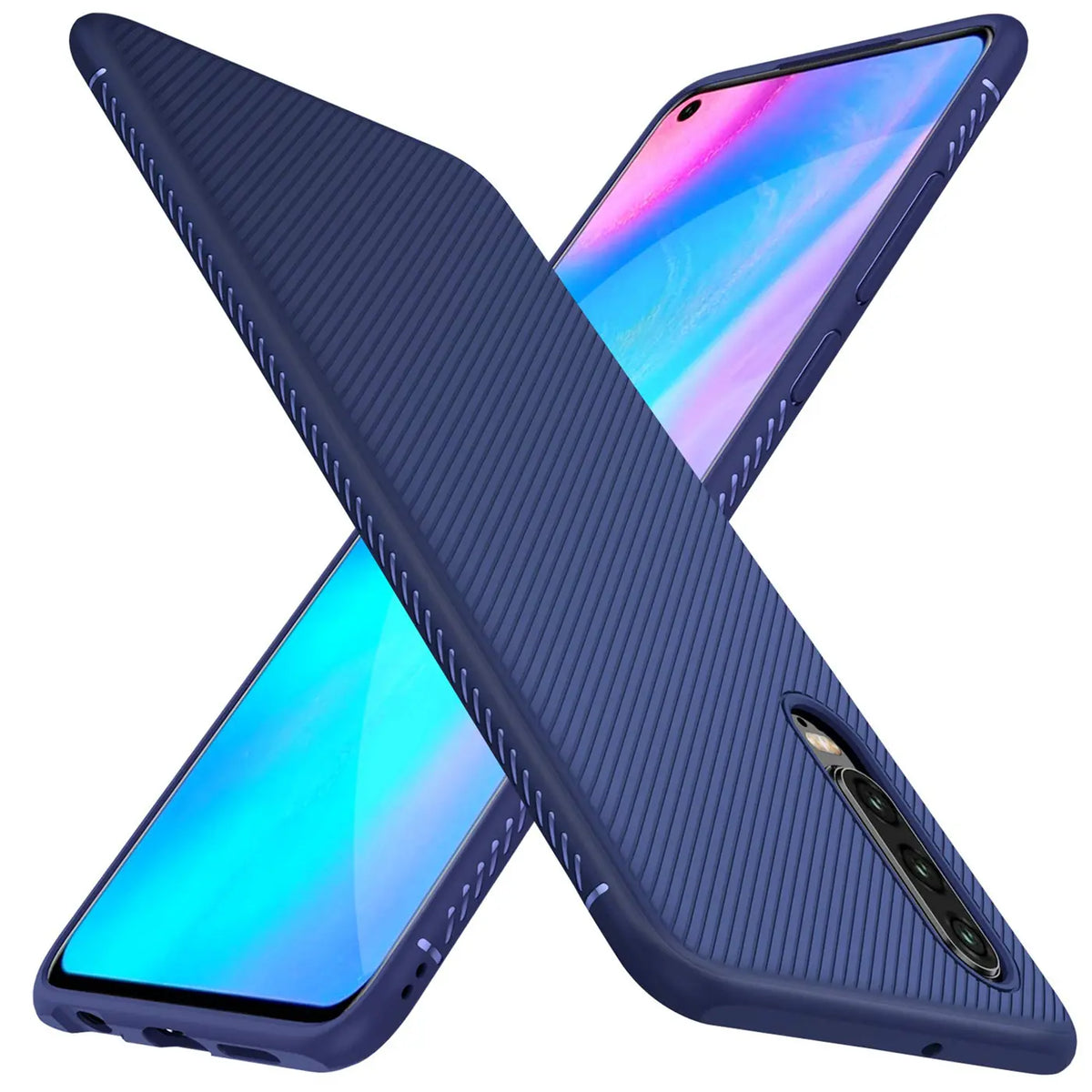 Elegante Handyhülle für Huawei P30 in Blau, angenehme Haptik