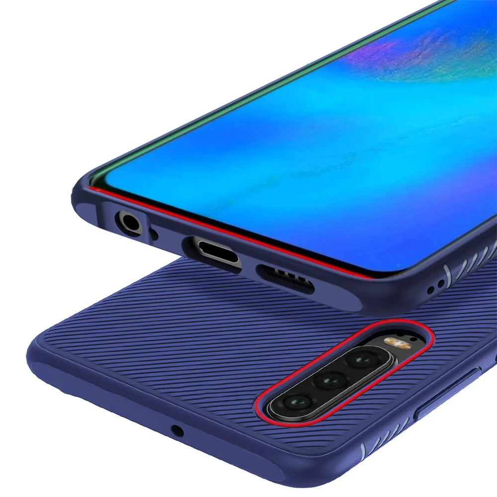 Elegante Handyhülle für Huawei P30 in Blau, angenehme Haptik