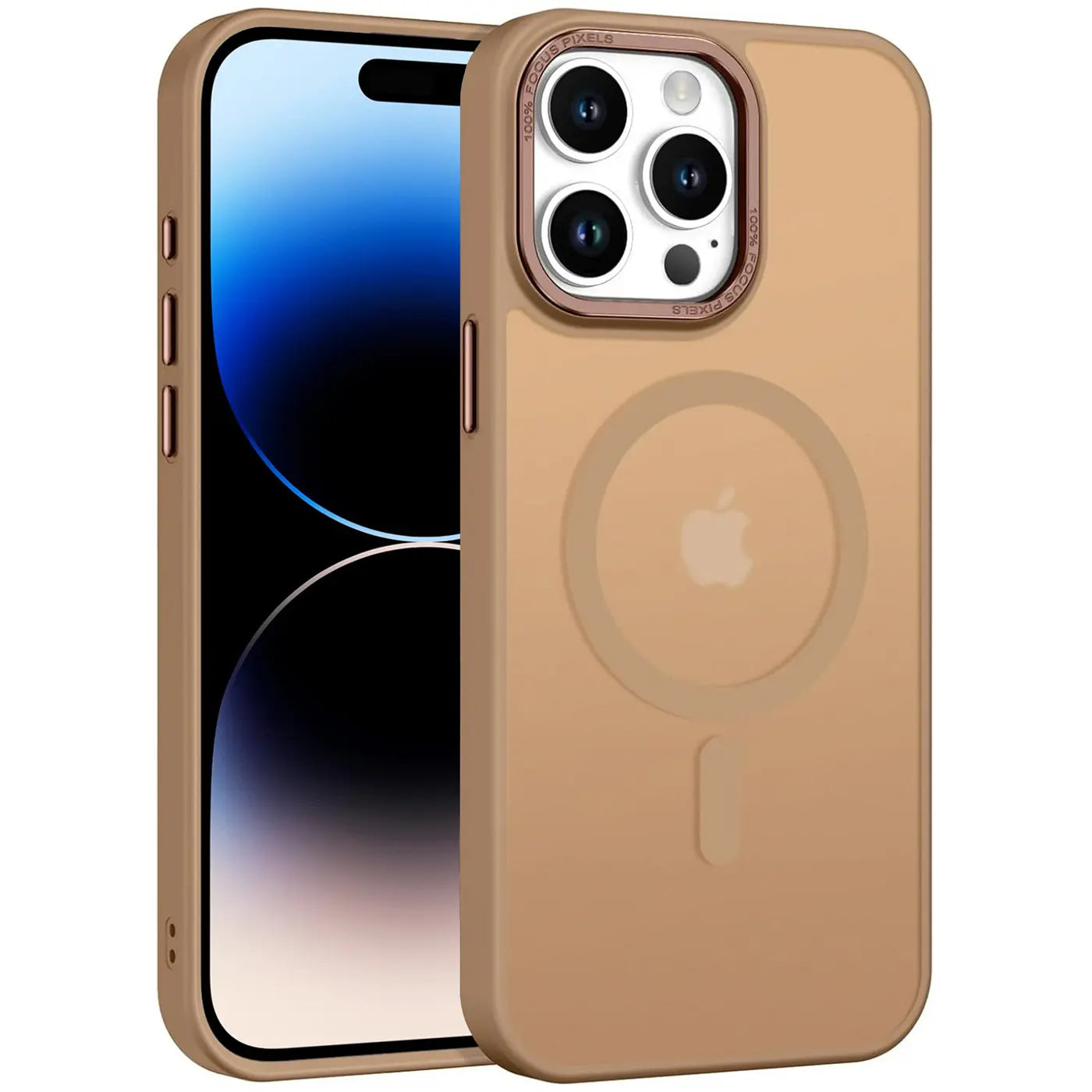 Matt transparente Hülle aus Kunststoff, seitliche Ansicht, iPhone 14 Pro mit MagSafe