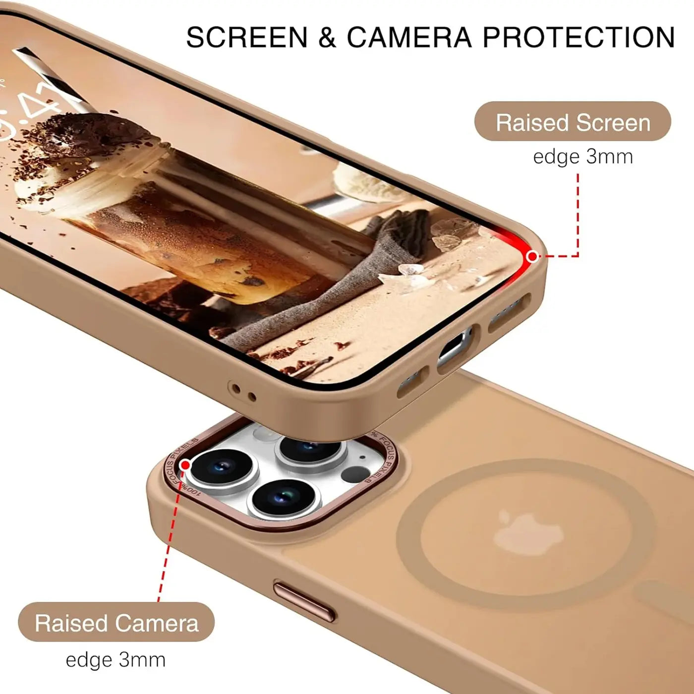 Matt transparente Hülle aus Kunststoff für iPhone 14 Pro, Nahaufnahme, von oben