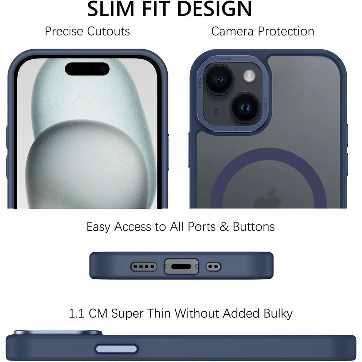 iPhone 15 Hülle mit MagSafe, stoßabsorbierendem Material, erhöhtem Kameraschutz und schlankem Frame-Design in verschiedenen Farben