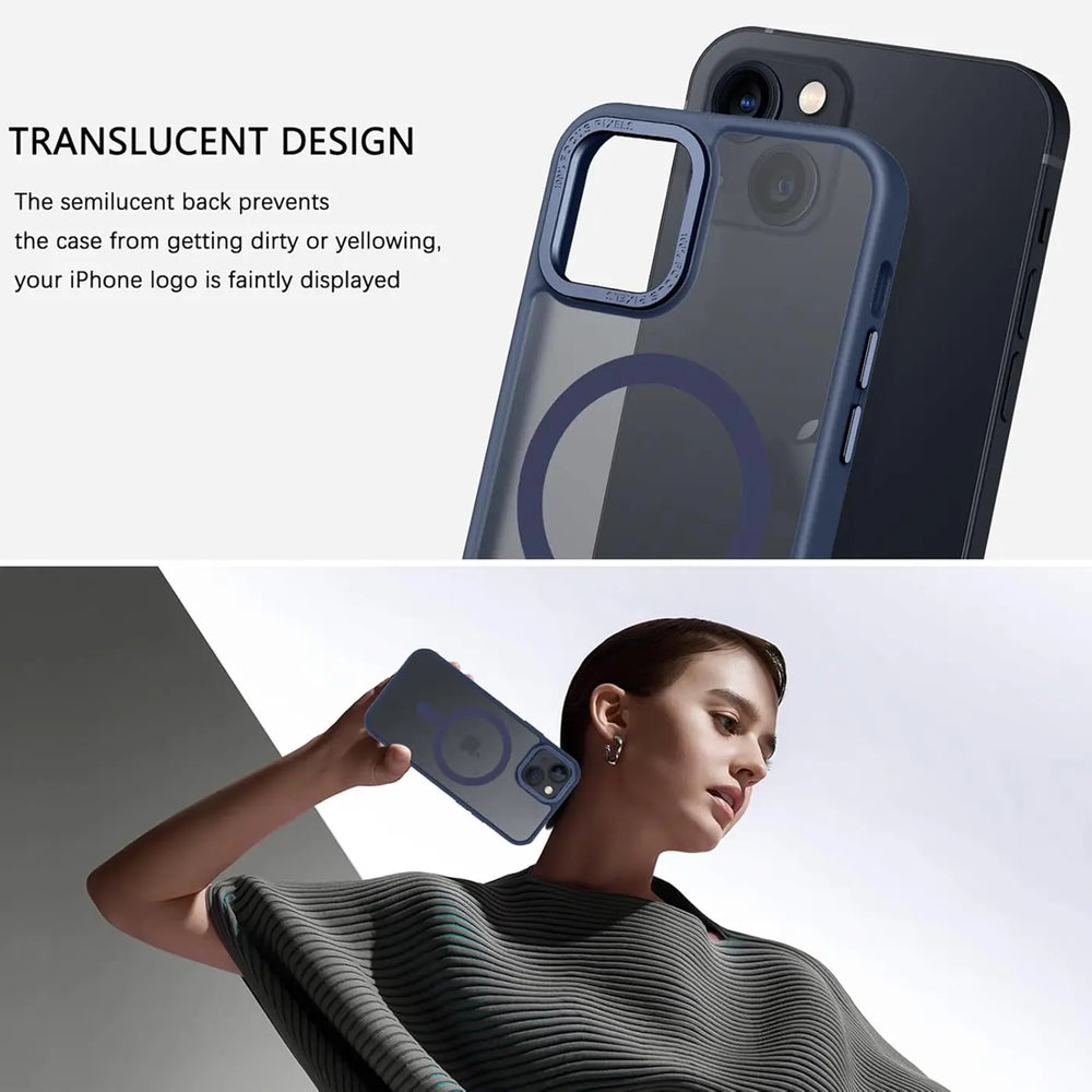 iPhone 15 Hülle mit MagSafe, stoßabsorbierendem Material, erhöhtem Kameraschutz und schlankem Frame-Design in verschiedenen Farben