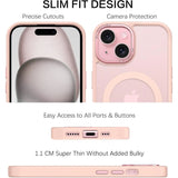 iPhone 15 Hülle mit MagSafe, stoßabsorbierendem Material, erhöhtem Kameraschutz und schlankem Frame-Design in verschiedenen Farben