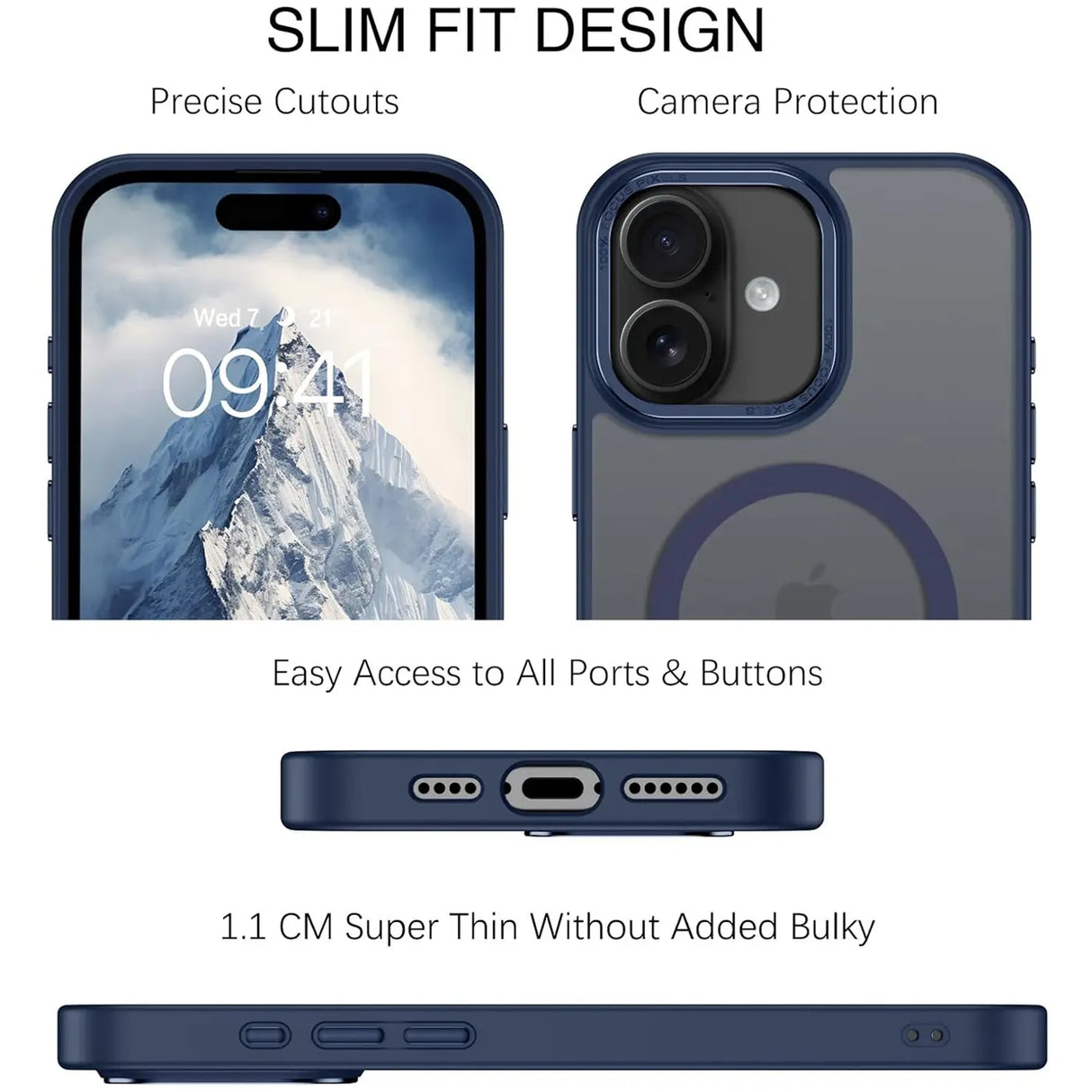 iPhone 16 Hülle mit MagSafe, stoßabsorbierendem Material, erhöhtem Kameraschutz und schlankem Frame-Design in verschiedenen Farben