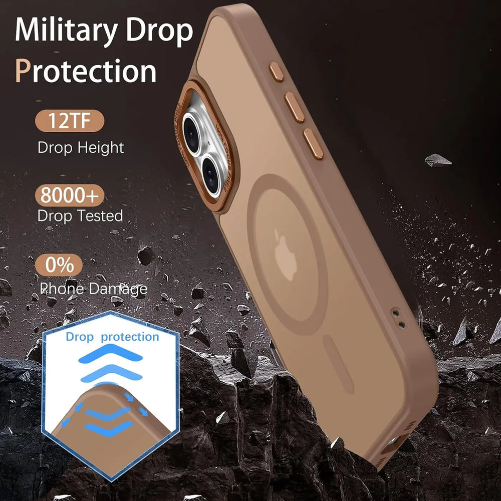 iPhone 16 Hülle mit MagSafe, stoßabsorbierendem Material, erhöhtem Kameraschutz und schlankem Frame-Design in verschiedenen Farben