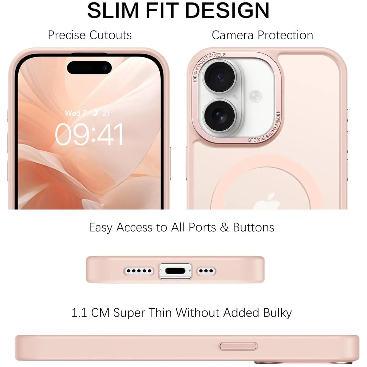 iPhone 16 Hülle mit MagSafe, stoßabsorbierendem Material, erhöhtem Kameraschutz und schlankem Frame-Design in verschiedenen Farben