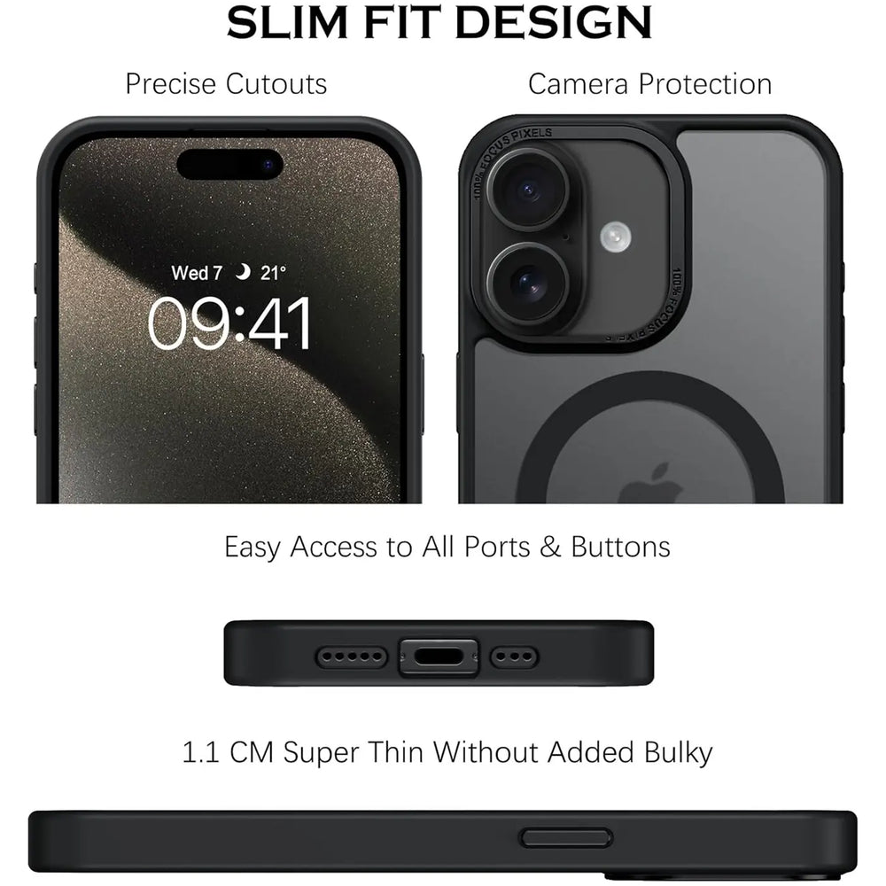 iPhone 16 Hülle mit MagSafe, stoßabsorbierendem Material, erhöhtem Kameraschutz und schlankem Frame-Design in verschiedenen Farben