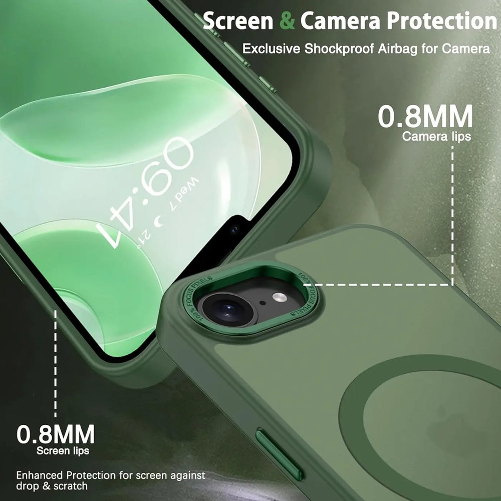 iPhone 16e Hülle mit MagSafe, stoßabsorbierendem Material, erhöhtem Kameraschutz und schlankem Frame-Design in verschiedenen Farben