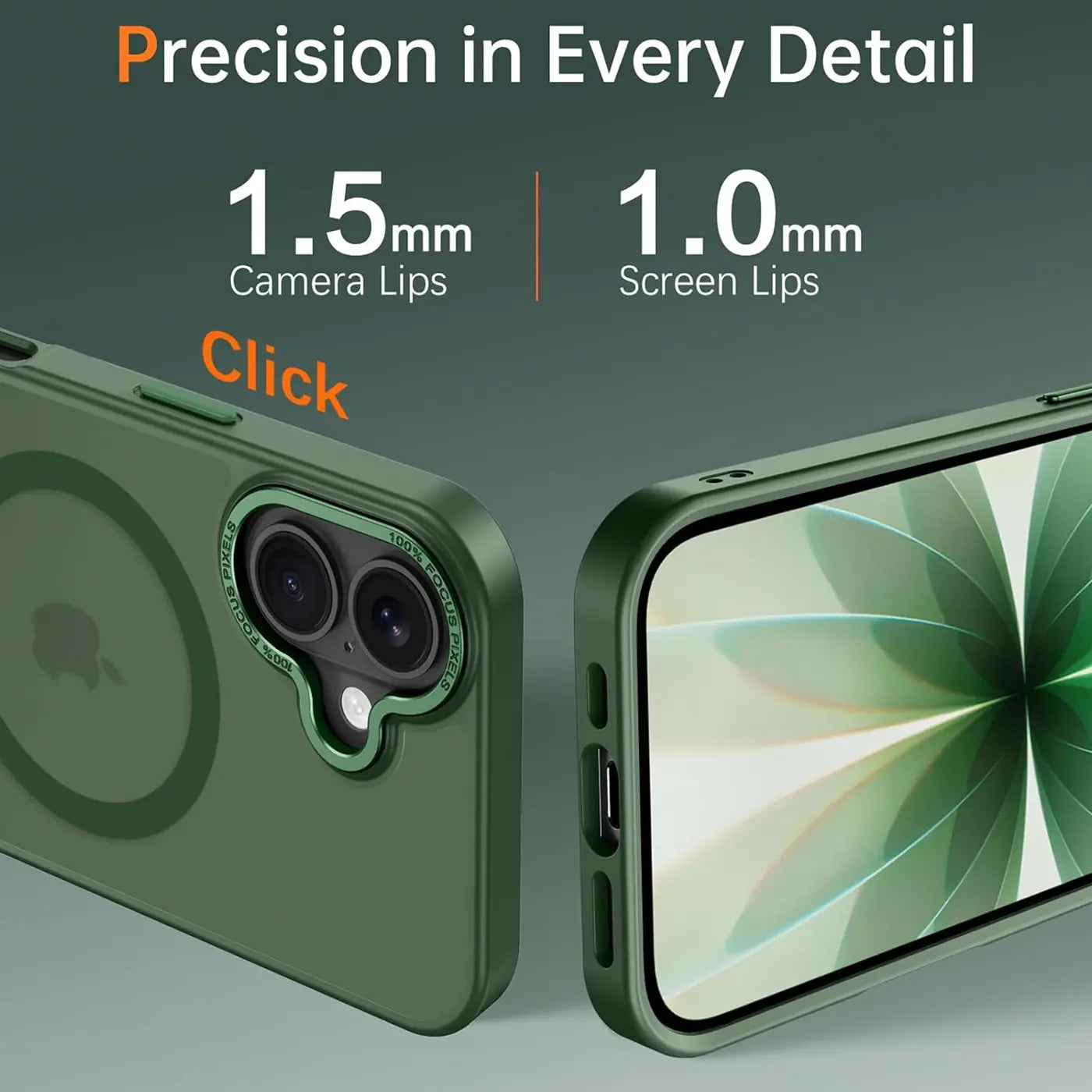 Grüne MagSafe Hülle, matt transparent, von vorne und hinten, für iPhone 17.