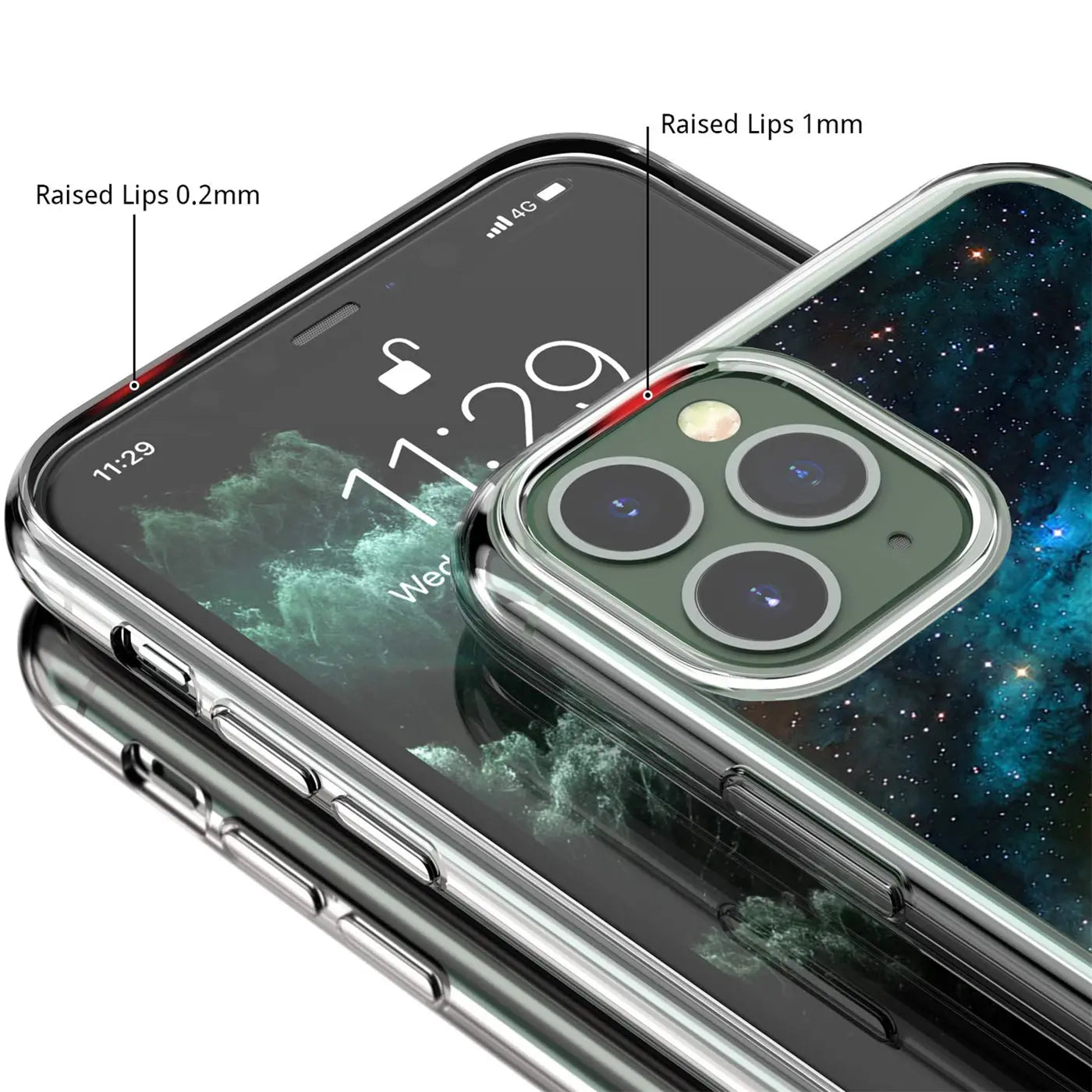 iPhone 12/12 Pro TPU Hülle, transparent, mit Weltraum-Motiv, Nahaufnahme