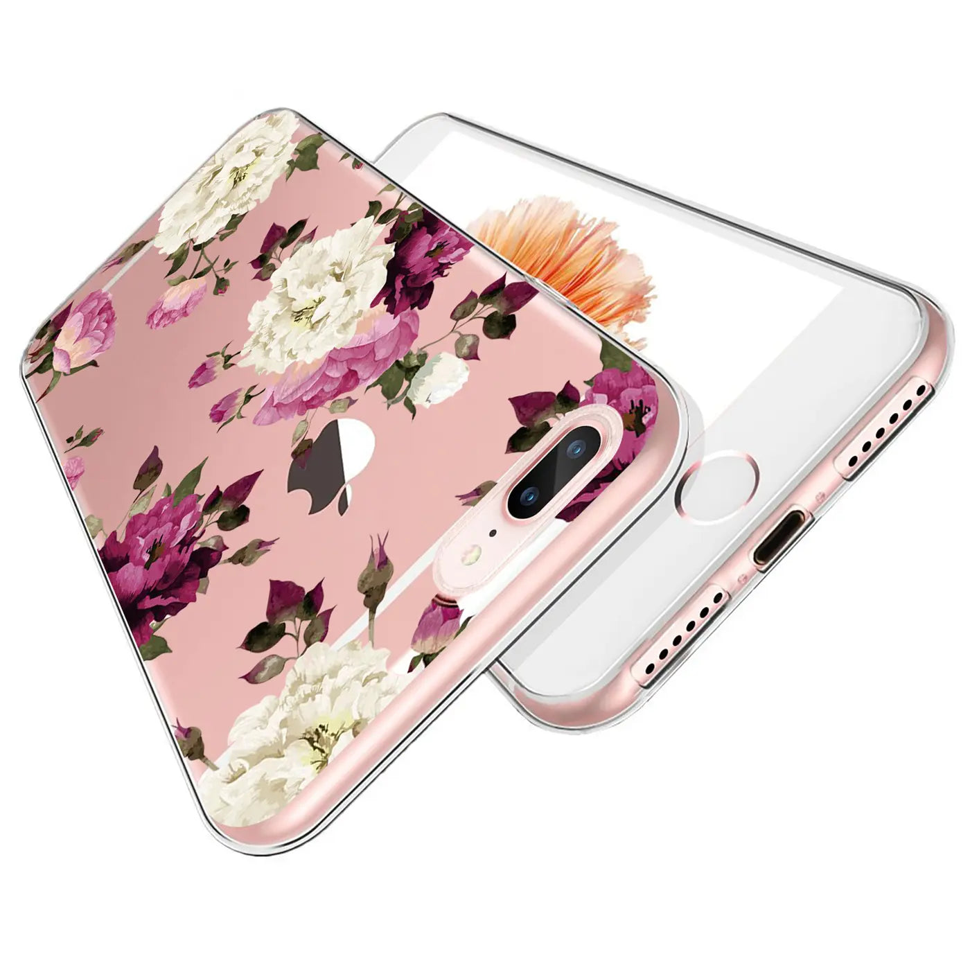 Transparente TPU-Hülle mit Blumenmuster für iPhone 7 Plus / 8 Plus, von oben seitlich