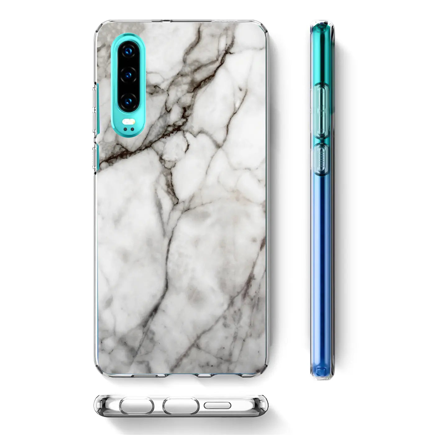 TPU Hülle mit Marmormuster für Huawei P30, Rückansicht und Seitenansicht