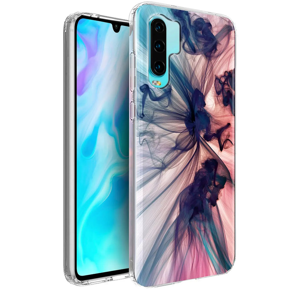 TPU-Hülle mit Rauchmuster für Huawei P30 Pro, von vorne links, transparent, bunt