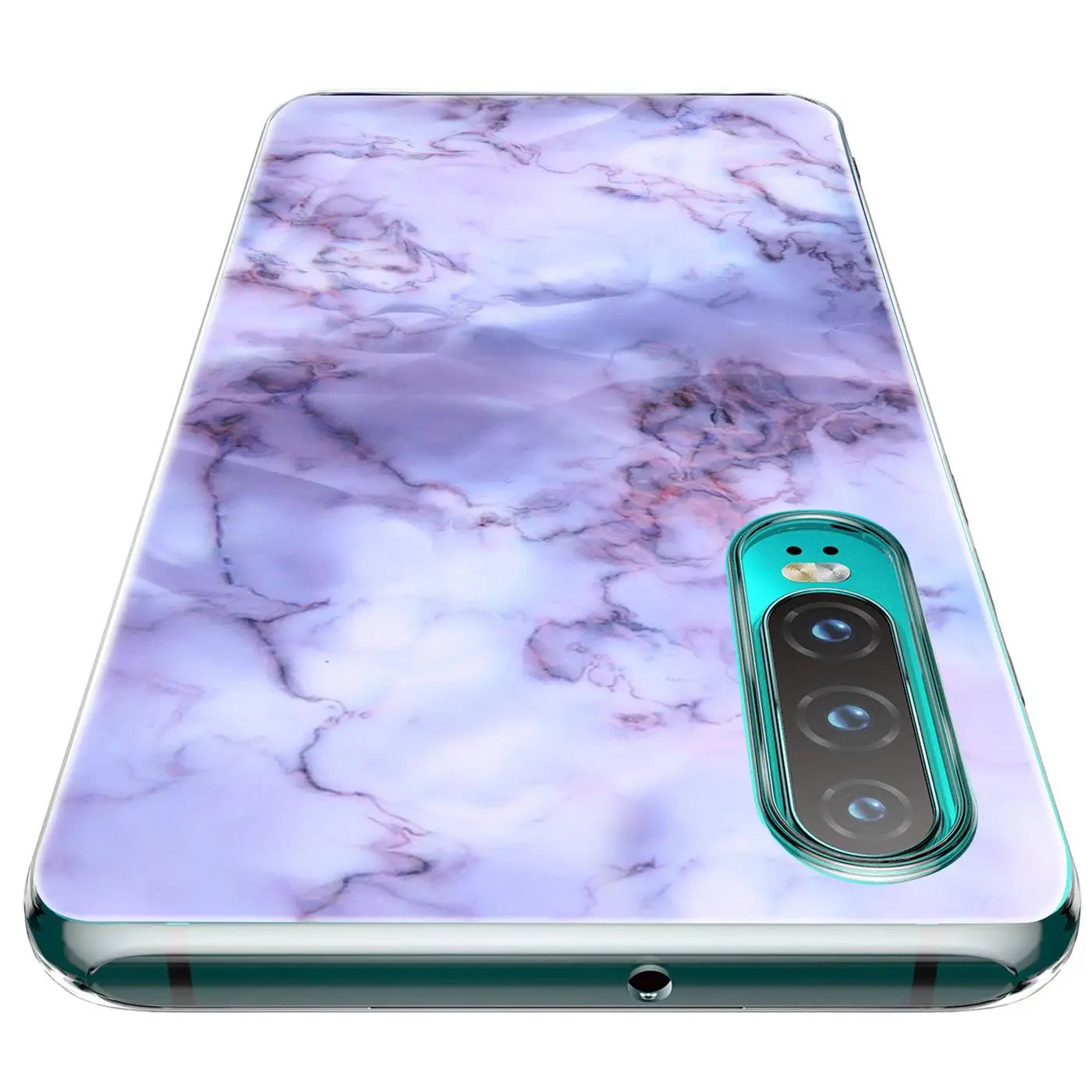 Lila Marmor-TPU-Hülle für Huawei P40, von oben schräg fotografiert.
