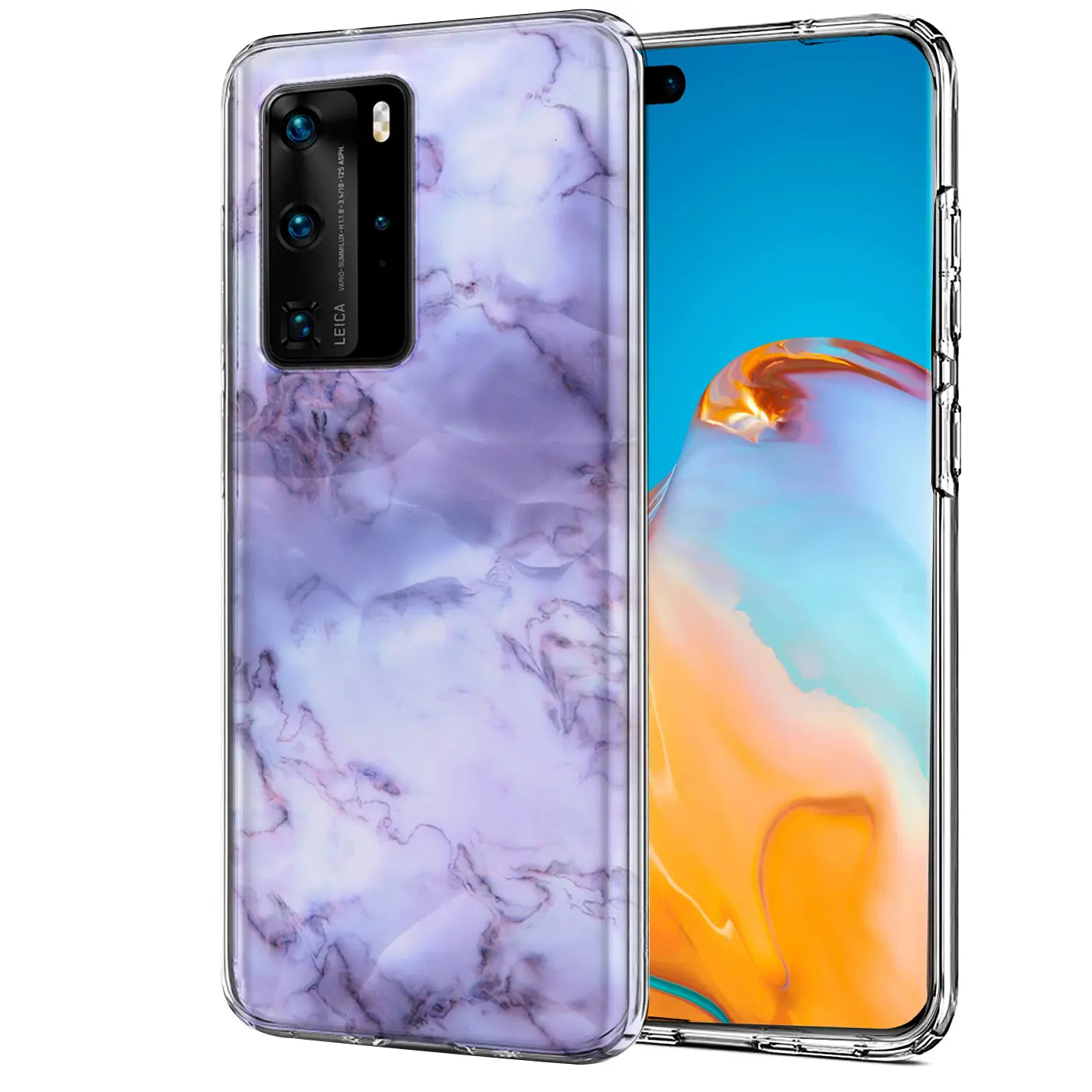 TPU Hülle mit Marmormuster für Huawei P40 Pro, Rückansicht, transparent