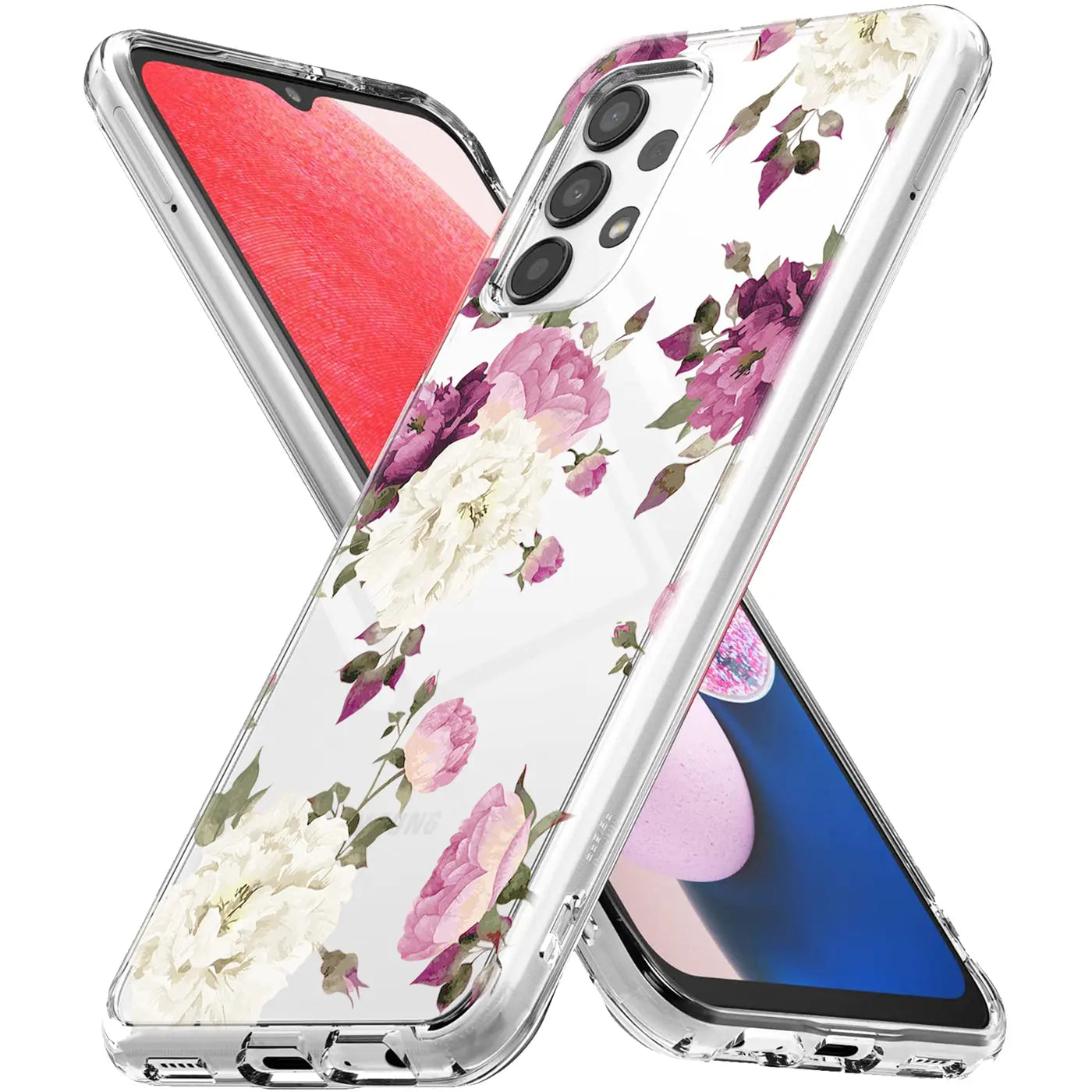 Transparente TPU-Hülle mit Blumenmuster für Samsung Galaxy A13 4G, Seitenansicht.
