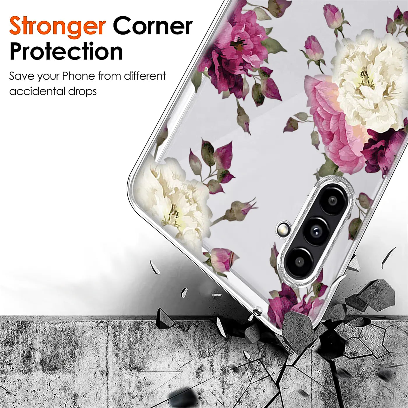 Transparente TPU-Hülle mit Blumenmuster, Nahaufnahme, Samsung Galaxy A13 5G / A04s