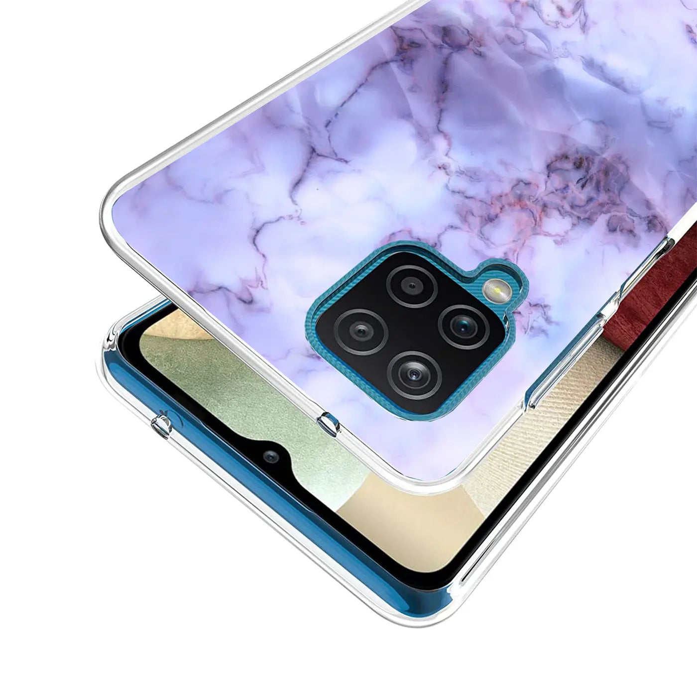 TPU Hülle mit Marmormuster (lila/grau) auf einem Samsung Galaxy A22 4G/M32/M22.