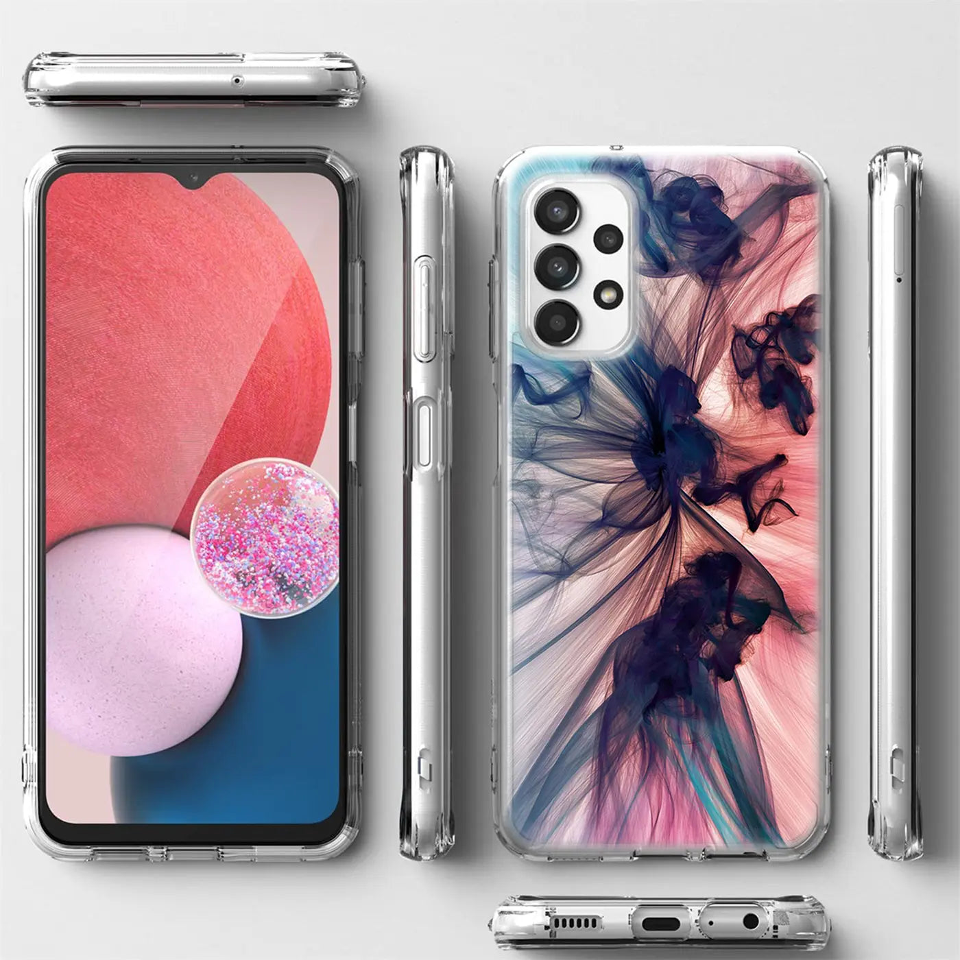 Samsung Galaxy A23 5G Hülle, transparentes TPU, Motivdruck, verschiedene Ansichten