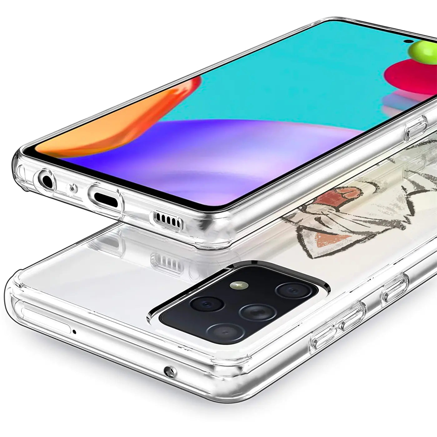 Transparente TPU-Hülle mit Katzenmotiv auf Samsung Galaxy A32 5G, Seitenansicht