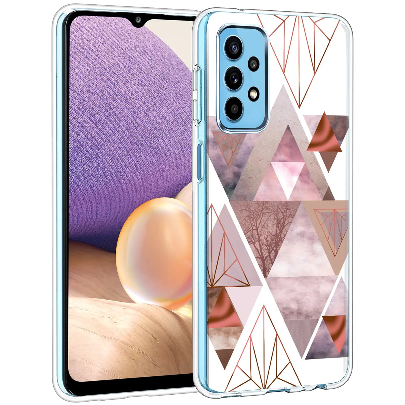 Samsung Galaxy A32 5G Hülle, transparentes TPU, geometrisches Muster, Vorderansicht