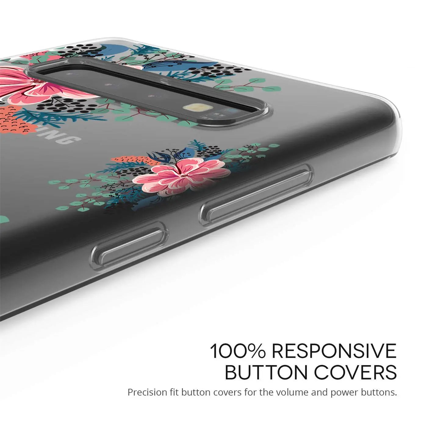 Transparente TPU-Hülle mit Blumenmuster für Samsung Galaxy A51, Seitenansicht.