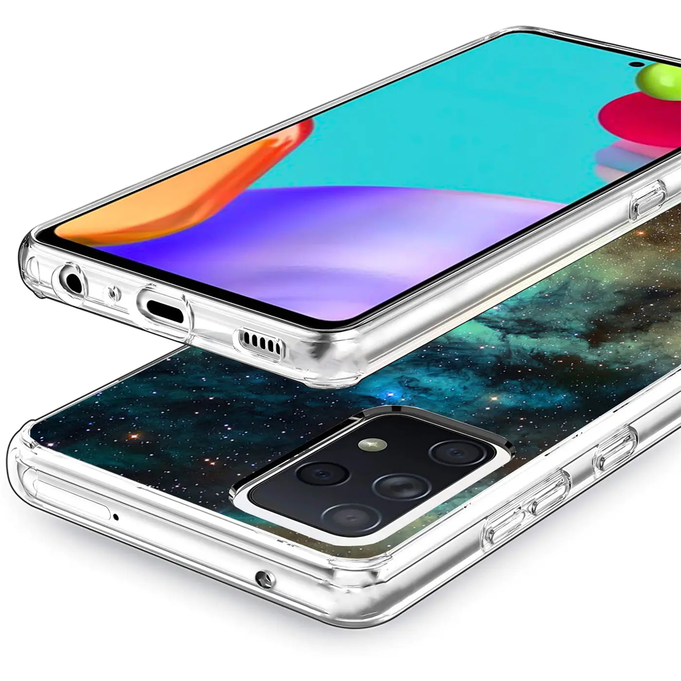 Transparente TPU-Hülle mit Weltraum-Motiv für Samsung Galaxy A52, von schräg oben